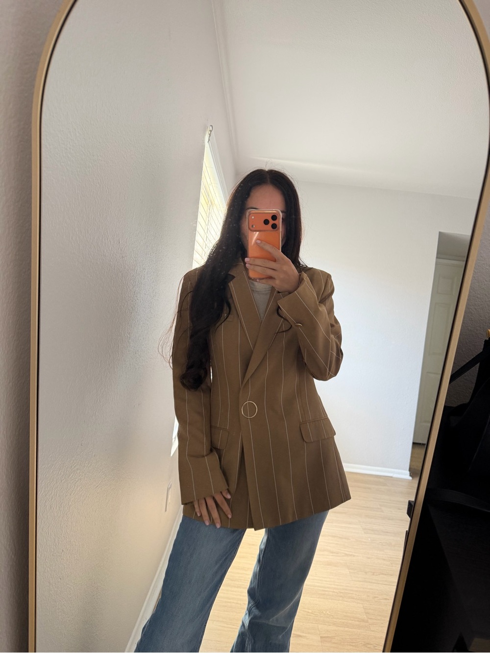 ASOS Brown Pinstripe Blazer Jacket